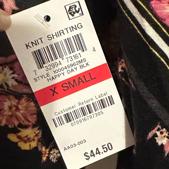 Style & Co Womens Printed Split-Neck Shirt Size XS Happy Day Black NWT - Picture 5 of 8